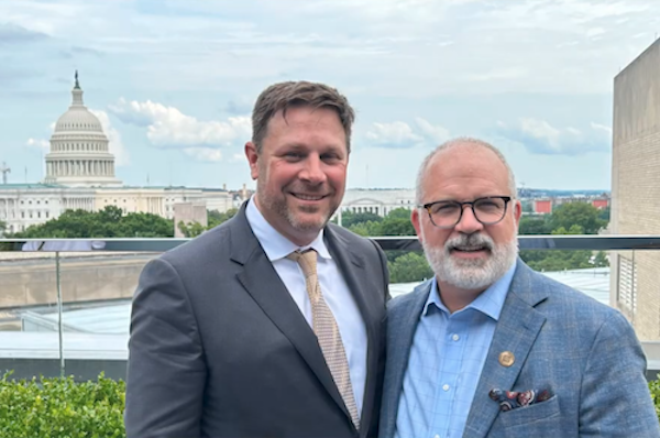 Chad Druvenga and Jack Elder in front of the capital